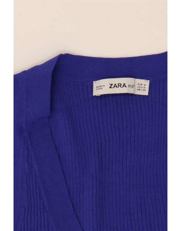 Zara Womens Vest Top UK 12 Médio Azul Marinho