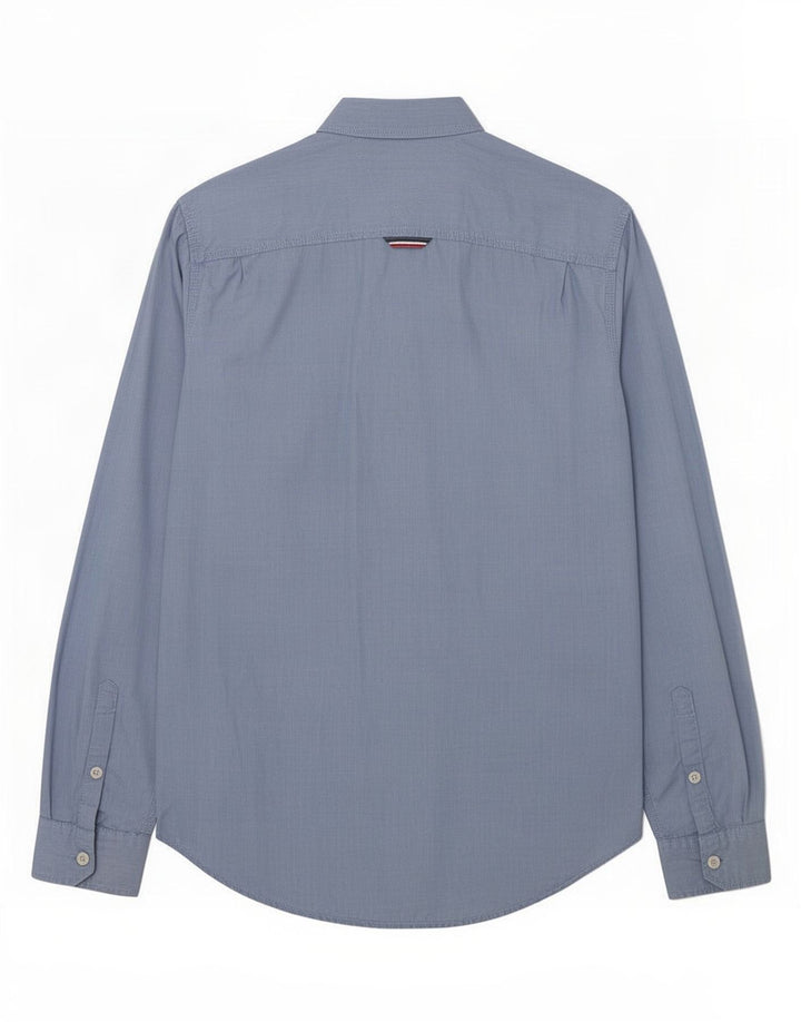 Camisa masculina Tommy Hilfiger pequena azul algodão