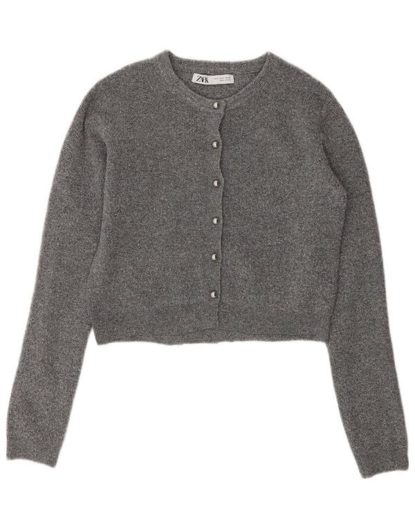 Suéter Zara Feminino Crop Cardigan Reino Unido 10 Pequeno Cinza