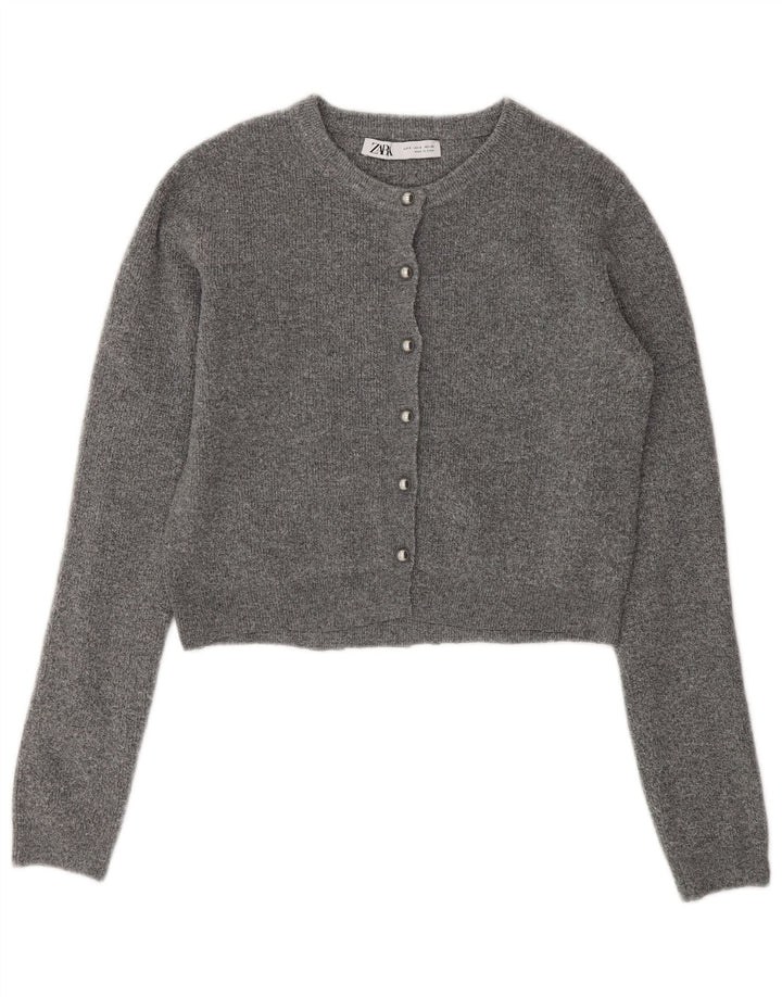 Suéter Zara Feminino Crop Cardigan Reino Unido 10 Pequeno Cinza