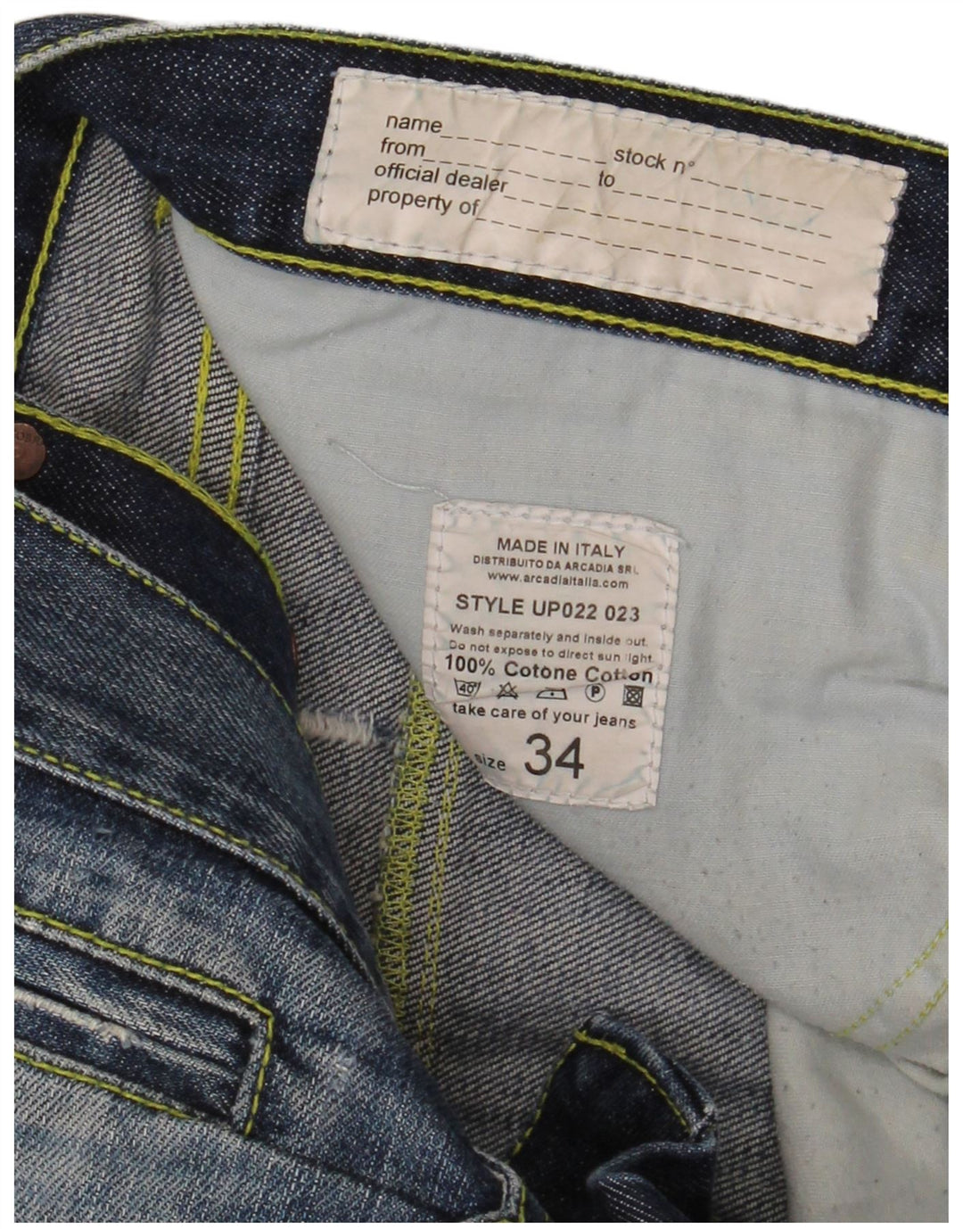DONDUP Calça jeans reta masculina desgastada W34 L32 algodão azul