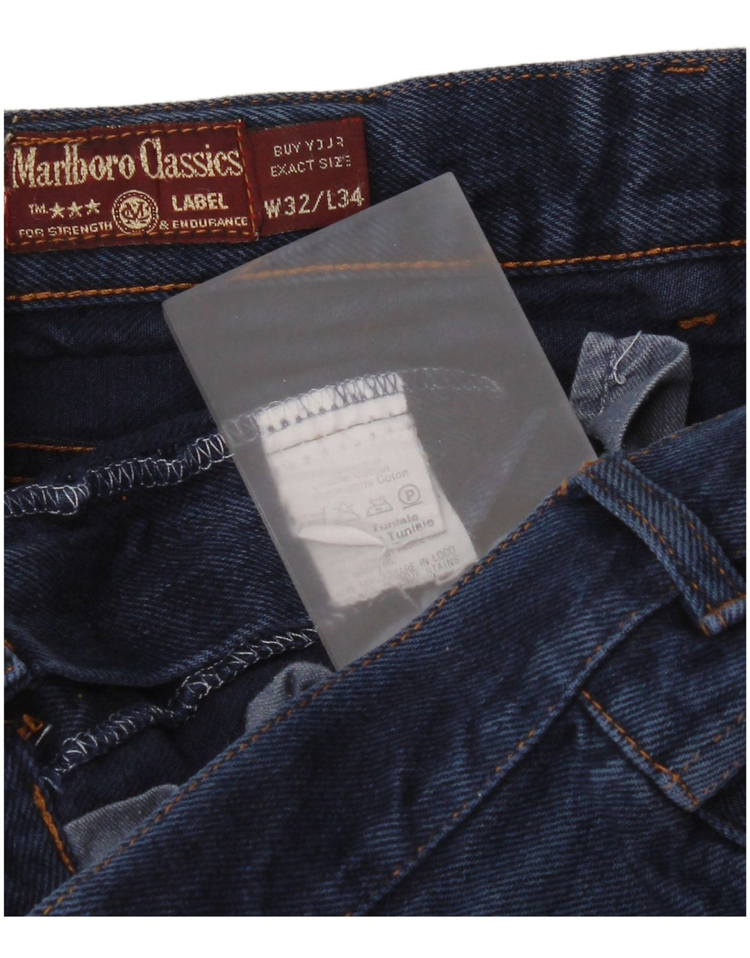 Marlboro Classics Mens Straight Jeans W32 L30 Azul Marinho Algodão