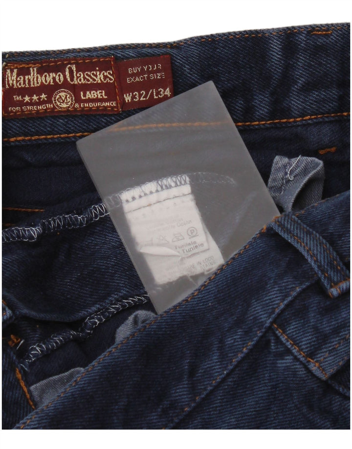 Marlboro Classics Mens Straight Jeans W32 L30 Azul Marinho Algodão