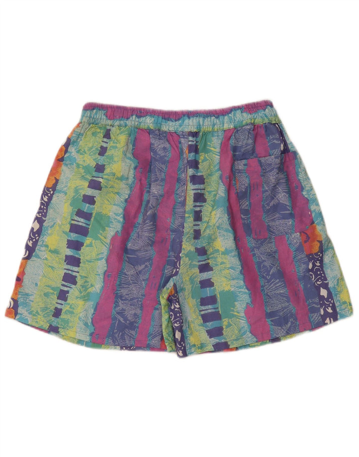 Shorts de natação masculino VINTAGE médio listrado multicolorido de algodão