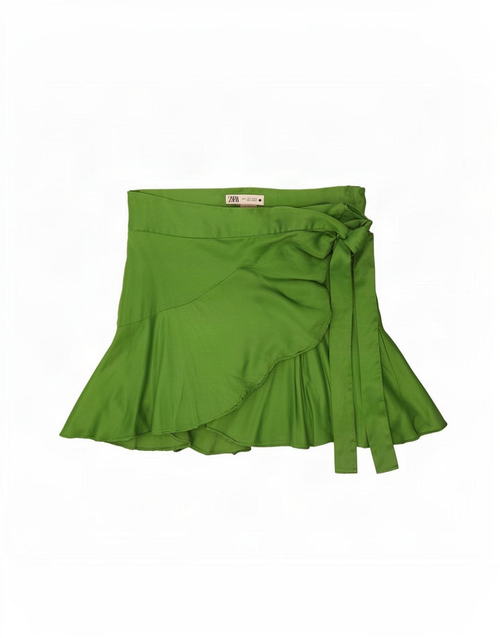 Zara mini saia envolvente feminina grande W30 verde