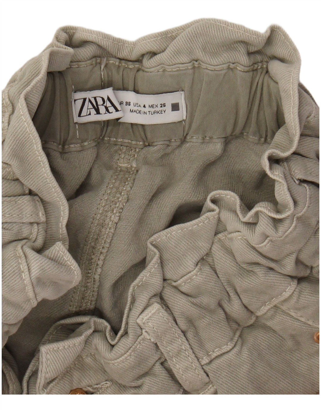 Calça casual feminina ZARA cintura alta cônica UE 36 XS W26 L26 cinza