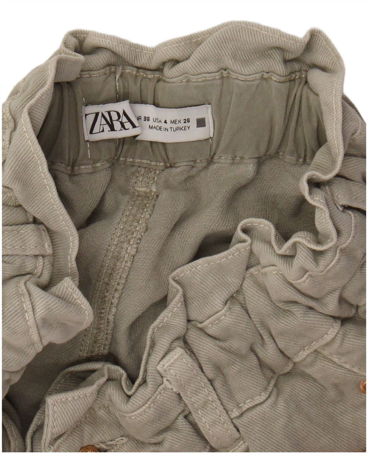 Calça casual feminina ZARA cintura alta cônica UE 36 XS W26 L26 cinza