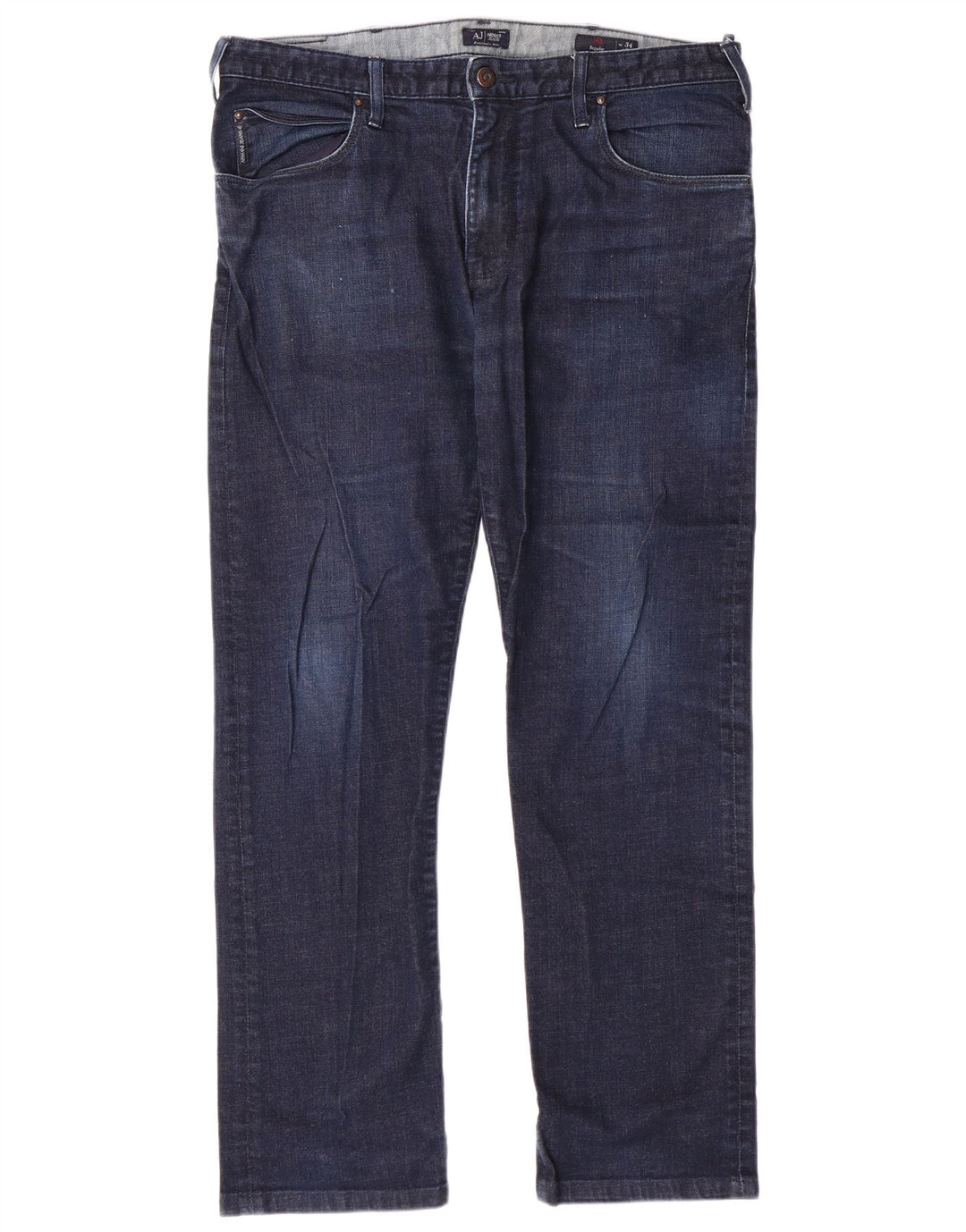 ARMANI Calça jeans reta masculina W34 L29 algodão azul marinho