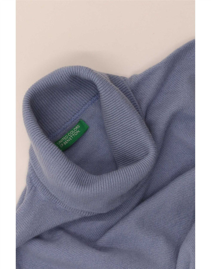 Suéter feminino com gola redonda Benetton Reino Unido 10 pequeno azul