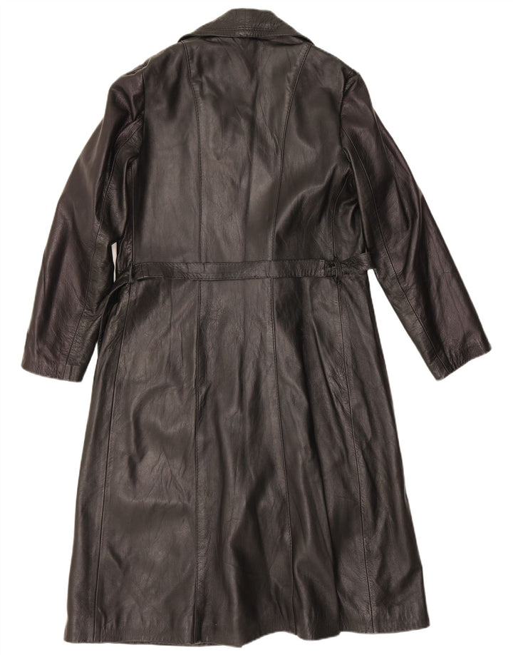 Casaco de couro feminino vintage UK 18 XL preto