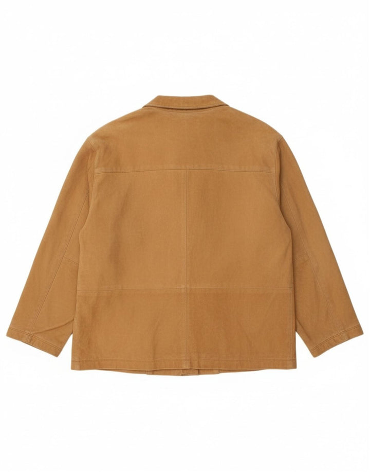 Jaqueta feminina de camurça Simonetta Reino Unido 16 grande couro bege