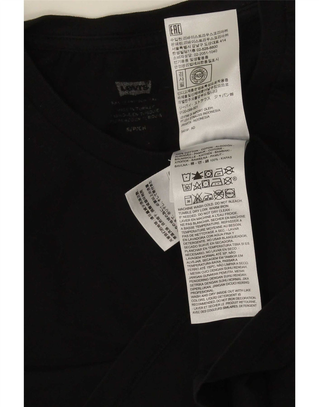 Camiseta feminina Levi's Top UK 10 pequena algodão preto