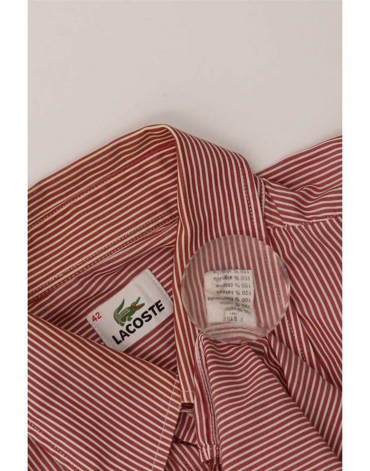 Camisa masculina Lacoste tamanho 42 grande algodão listrado vermelho