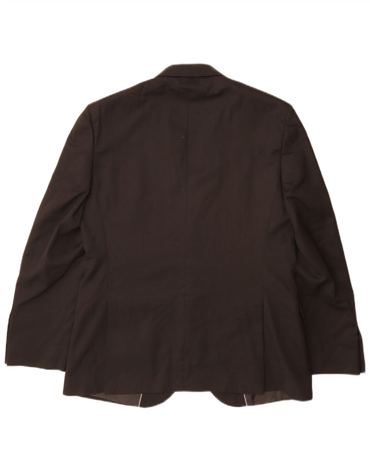 Jaqueta blazer masculina de 2 botões Marks & Spencer Reino Unido 40 grande poliéster preto