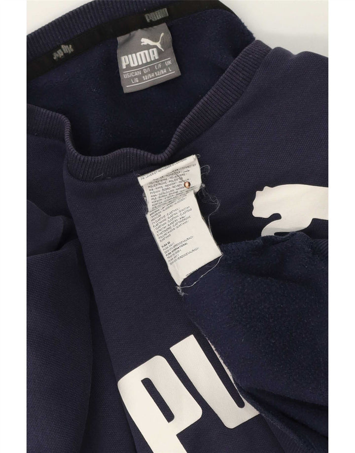 Puma moletom masculino gráfico jumper grande algodão azul marinho