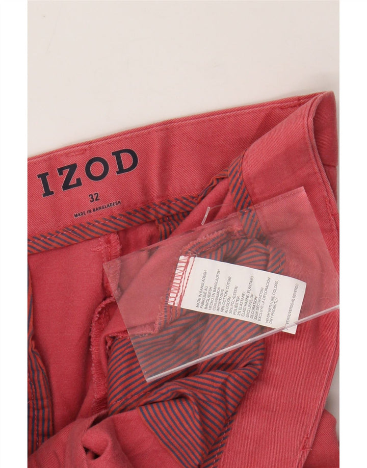 IZOD Mens Chino Shorts W32 Algodão Vermelho Médio