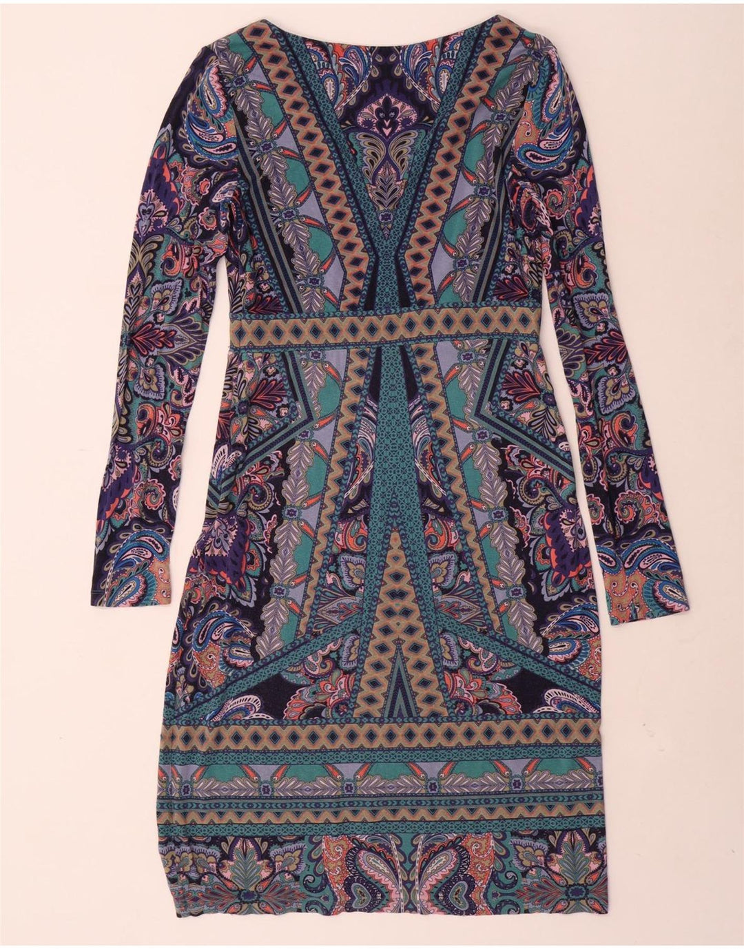 Vestido feminino MONSOON de manga comprida, tamanho UK 12, médio, multicolorido, paisley
