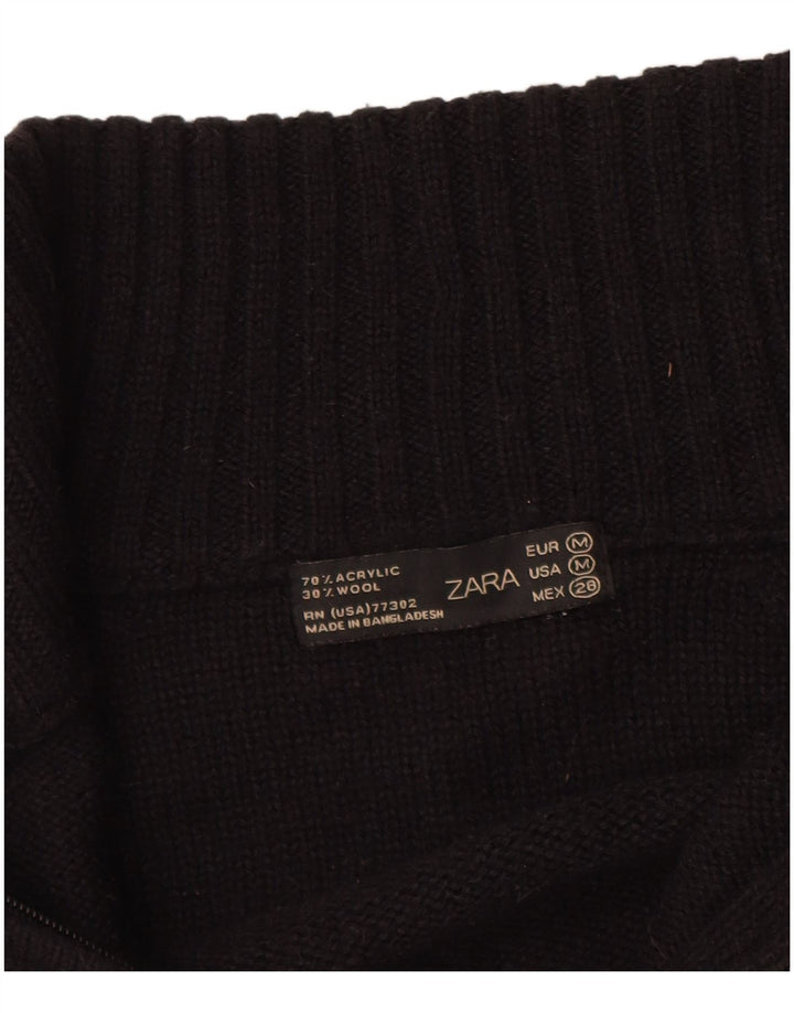 Suéter cardigã feminino Zara UK 12 acrílico preto médio