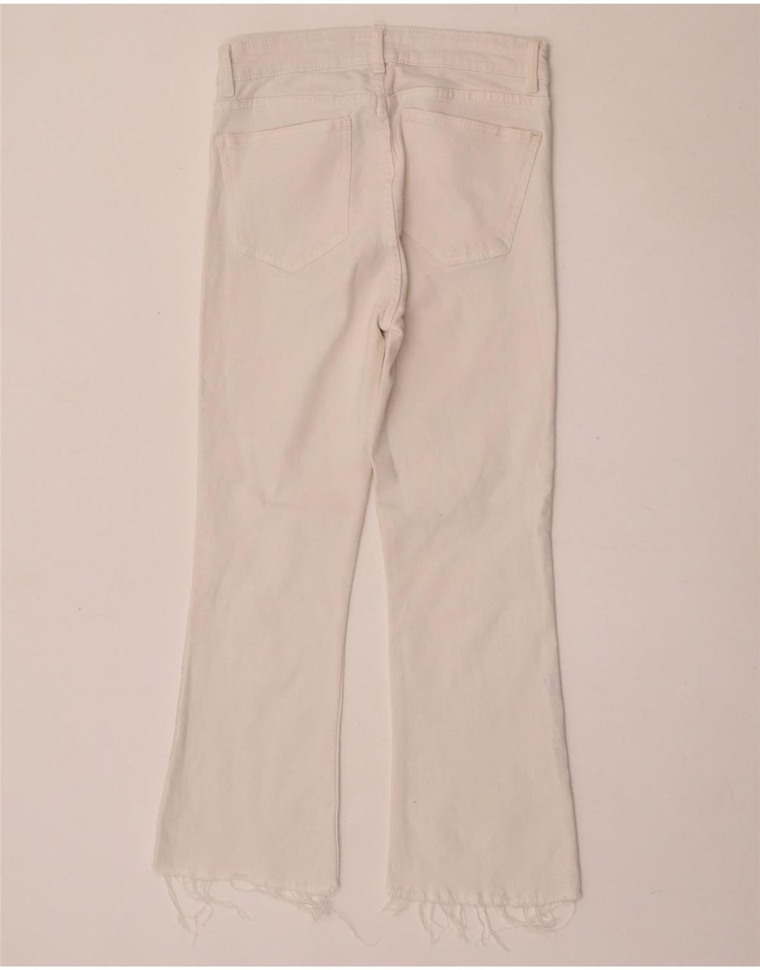 Zara Calça Jeans Feminina Crop Bootcut EU 40 Médio W30 L25 Branco