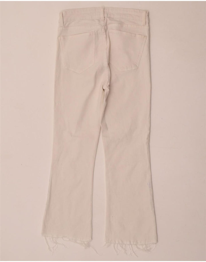Zara Calça Jeans Feminina Crop Bootcut EU 40 Médio W30 L25 Branco