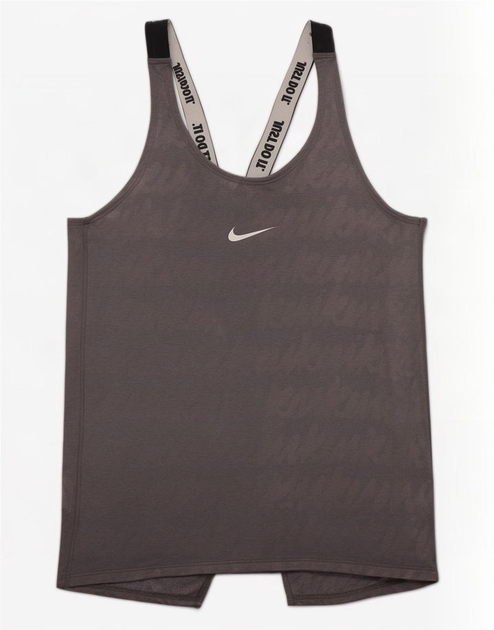 Nike Womens Dri Fit Graphic Vest Top UK 8 Small Grey Colourblock Poliéster