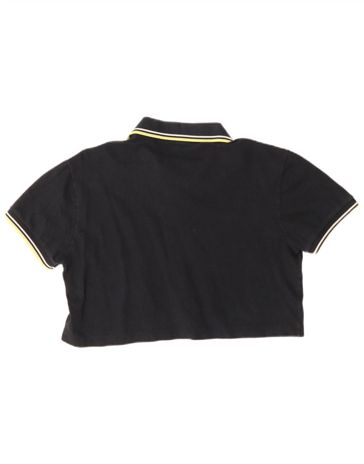 Camisa polo feminina Fred Perry UK 14 algodão preto médio