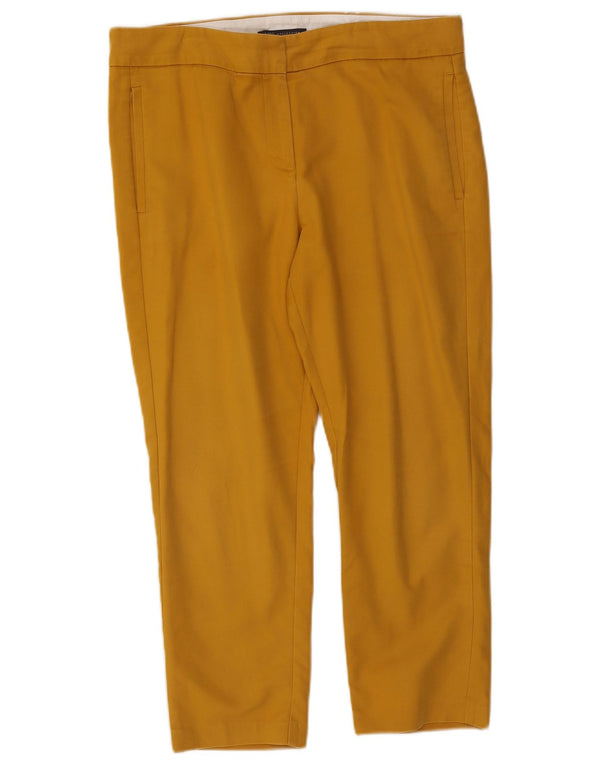 Calças cortadas regulares femininas Marks & Spencer UK 14 médio W34 L24 amarelo