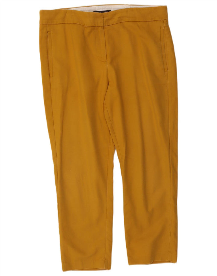 Calças cortadas regulares femininas Marks & Spencer UK 14 médio W34 L24 amarelo