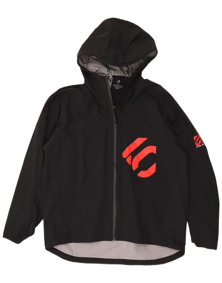 ADIDAS Mens Graphic Hooded Rain Jacket UK 42 XL Preto Poliamida