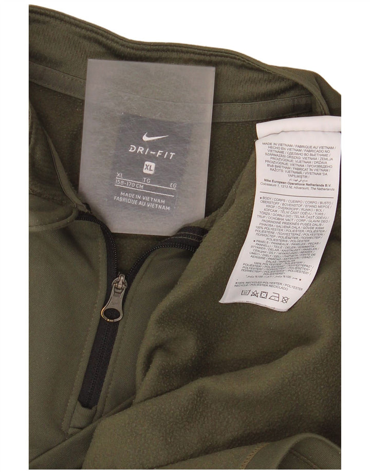 Nike Meninos Zip Neck Pullover Treino Top 13-14 Anos XL Khaki Colourblock