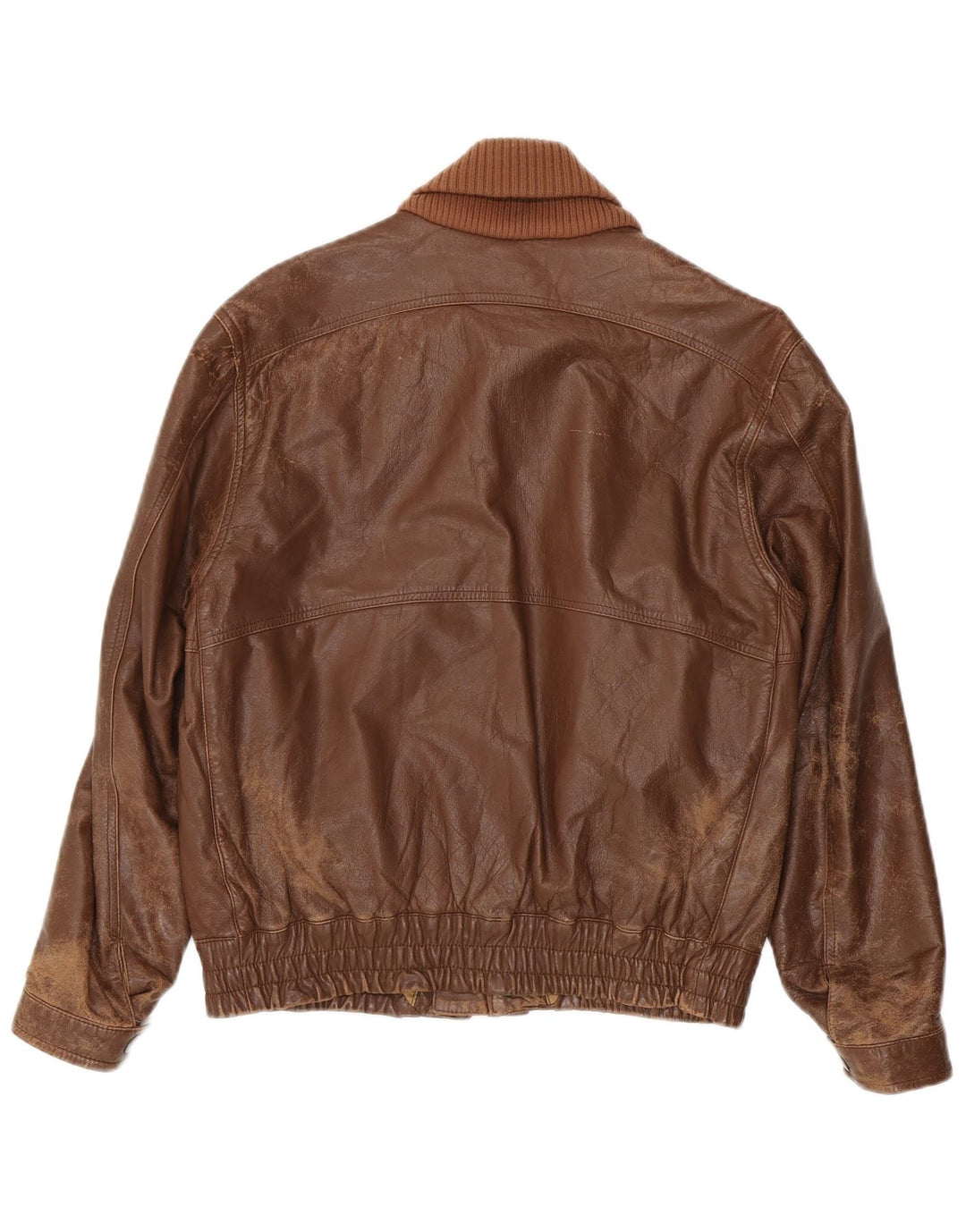 Jaqueta de couro masculina vintage IT 48 couro marrom médio