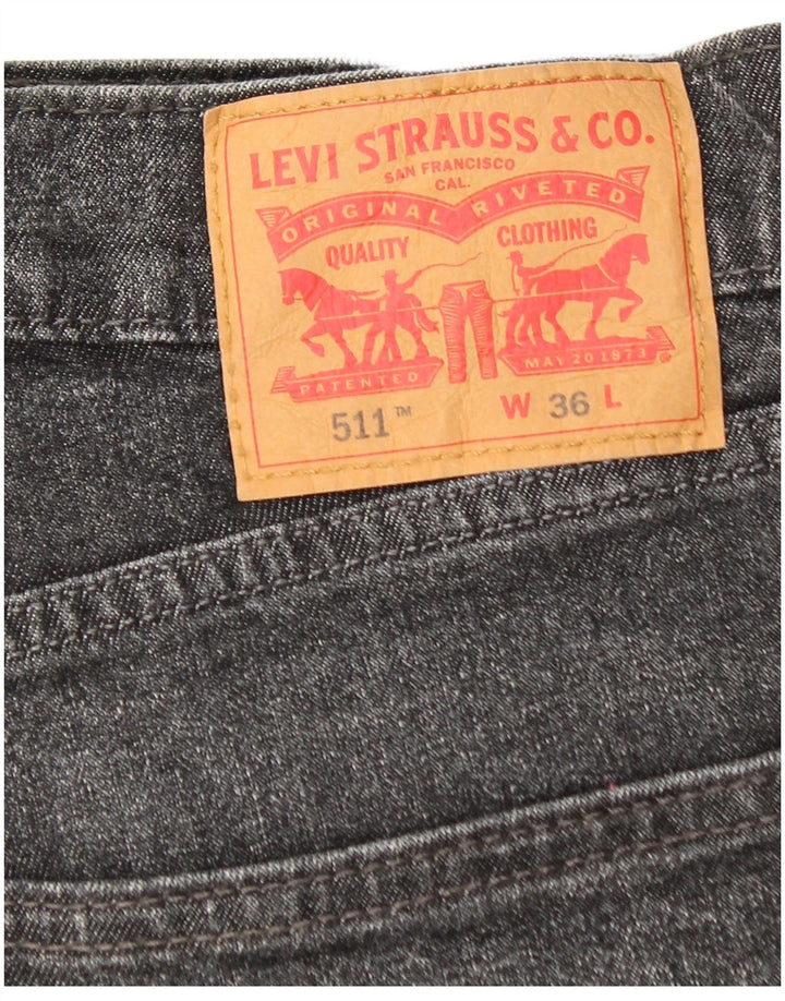LEVI'S Mens 511 Shorts Jeans W36 Grande Algodão Cinza