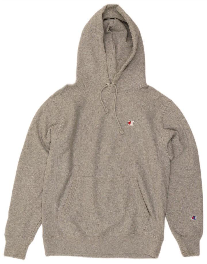 Jumper masculino Champion com capuz Reverse Weave de algodão manchado cinza médio