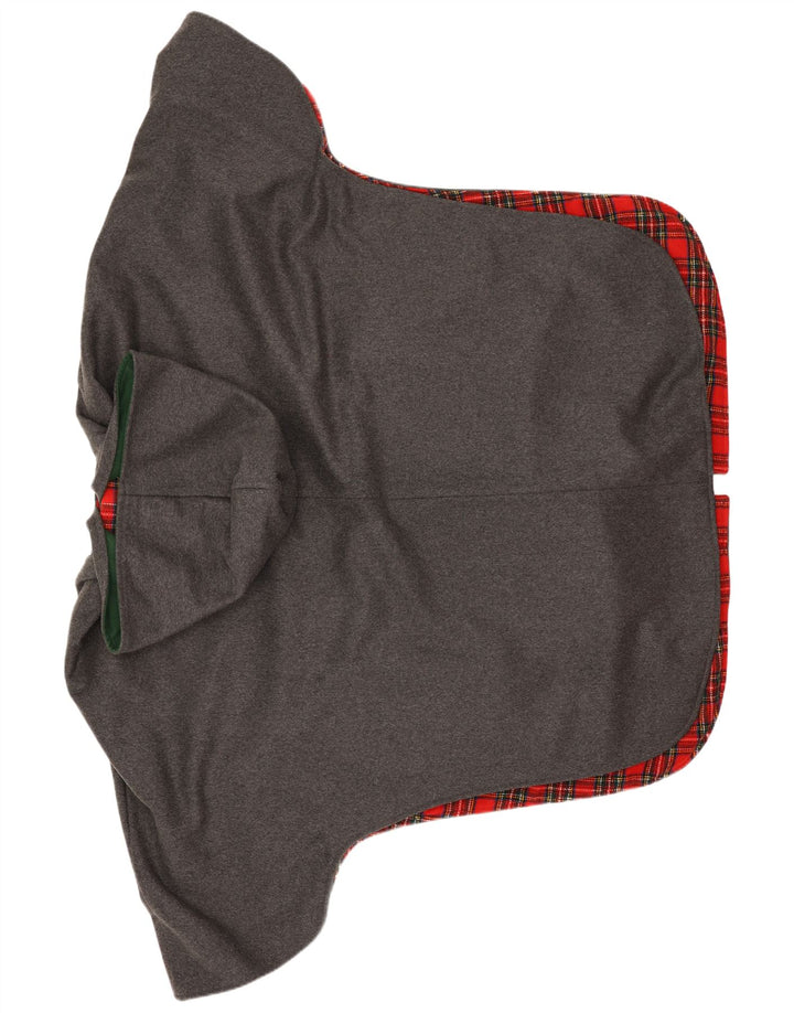 Casaco poncho feminino vintage com capuz tamanho único cinza