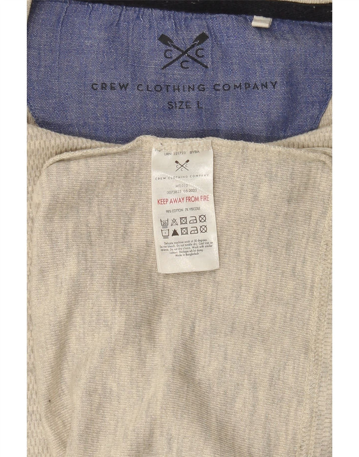Camiseta masculina Crew Clothing Top grande algodão cinza