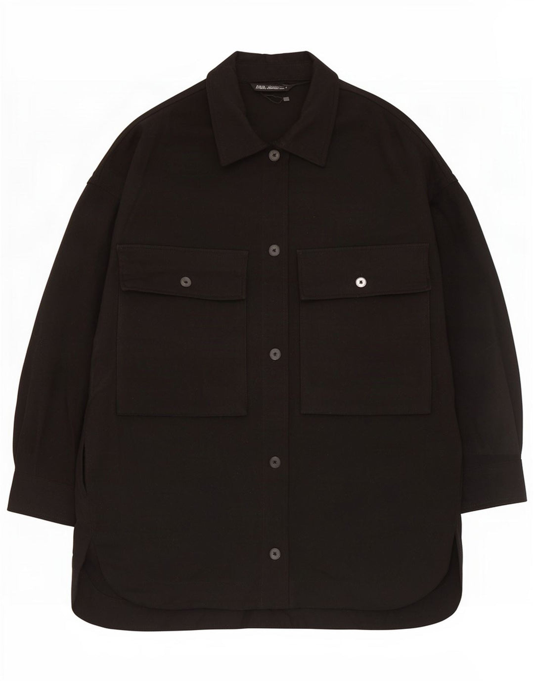 Sobretudo feminino oversized Zara UK 16 grande poliéster preto