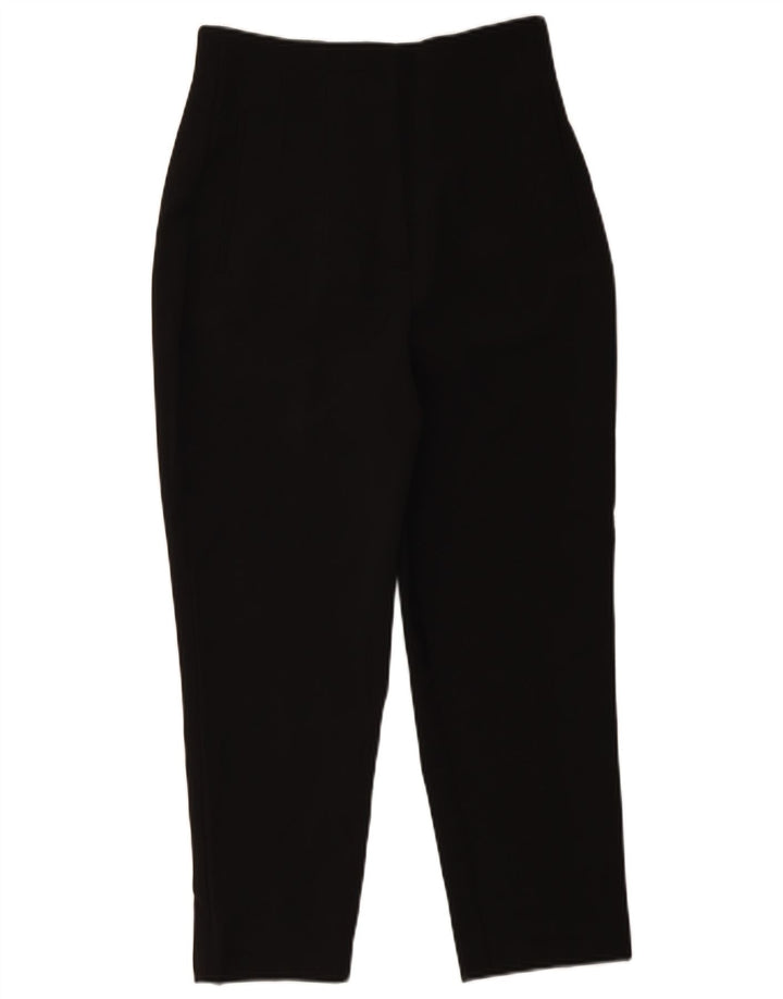 Calça feminina Zara cintura alta cortada média W28 L25 poliéster preto