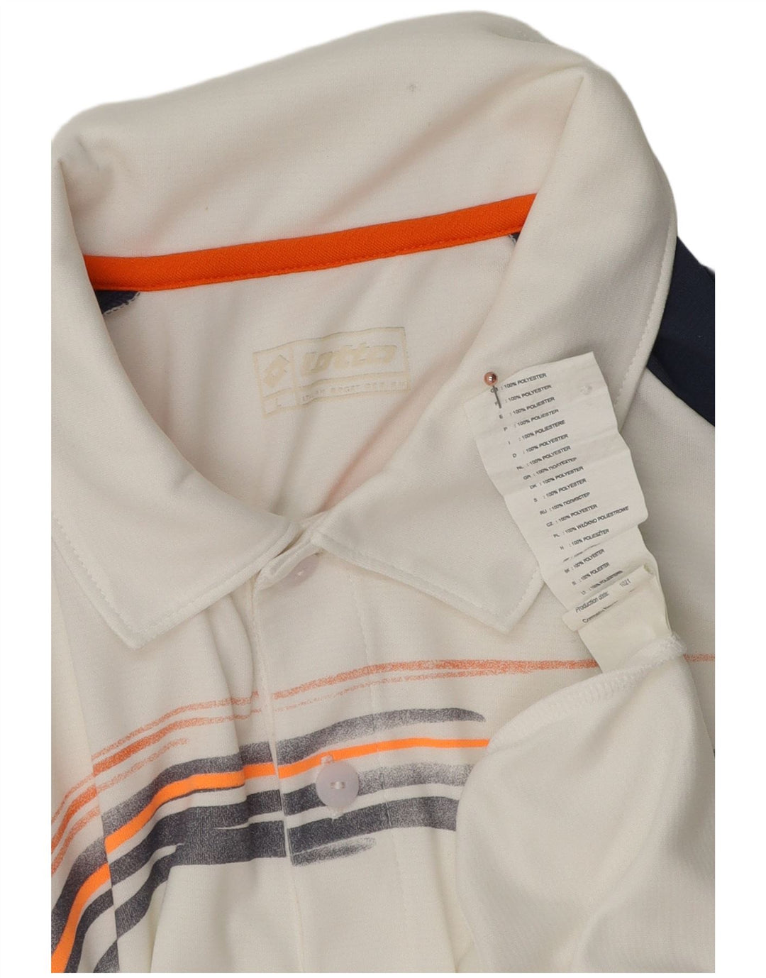 Camisa pólo gráfica masculina Lotto grande poliéster colorblock branco