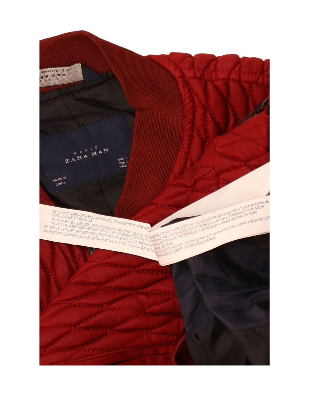 Jaqueta bomber acolchoada masculina Zara Reino Unido 40 grande poliéster vermelho
