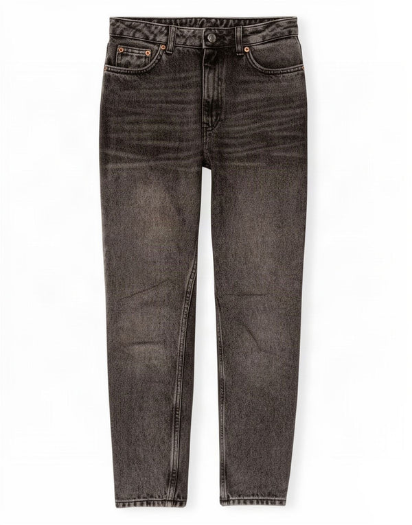 Jeans cônicos femininos Topshop W26 L26 algodão cinza