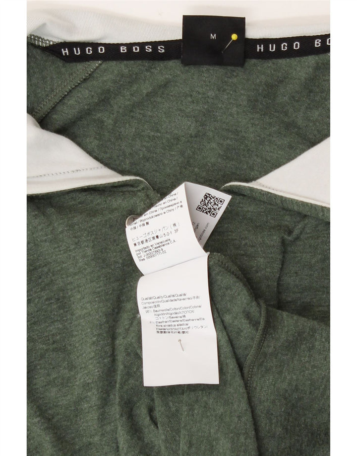 Hugo Boss Suéter masculino com capuz e zíper de algodão verde médio
