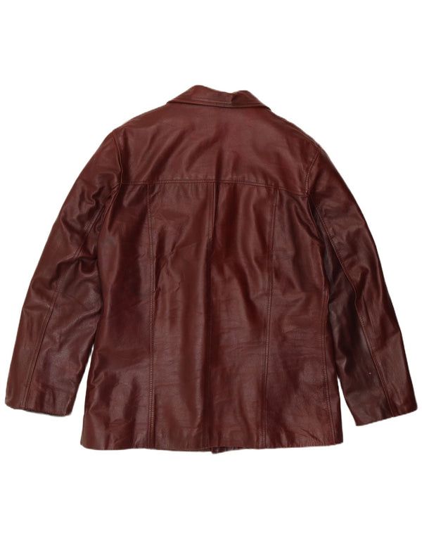 Jaqueta blazer masculina vintage de couro com 3 botões Reino Unido 44 2XL Borgonha