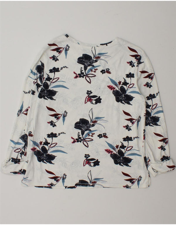 Top feminino Marks & Spencer de manga comprida UK 12 viscose floral branco médio