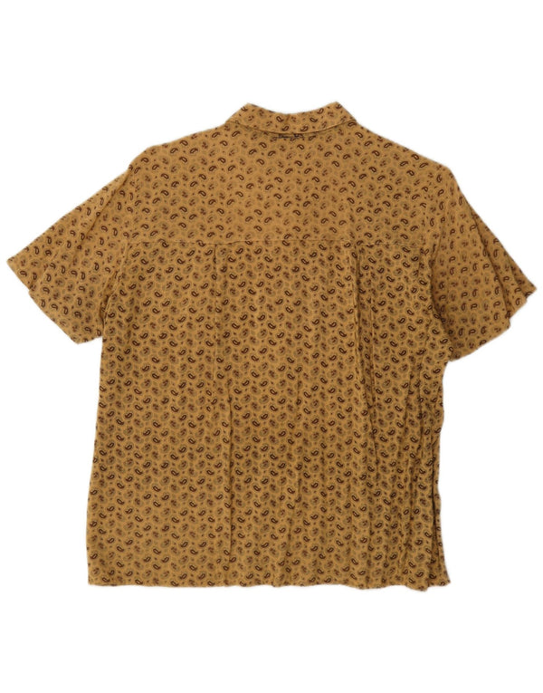 Camisa masculina vintage de manga curta médio bege Paisley