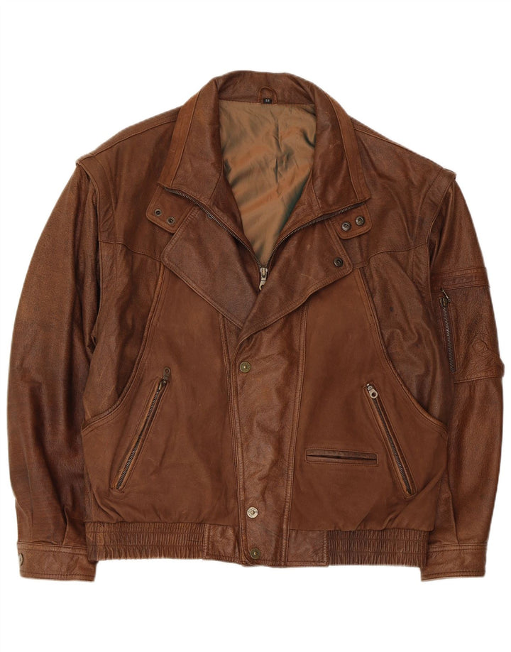 Jaqueta de couro masculina Trapper UK 42 XL marrom