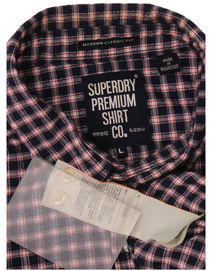 Camisa masculina Superdry Classic Fit flanela grande poliéster xadrez azul marinho