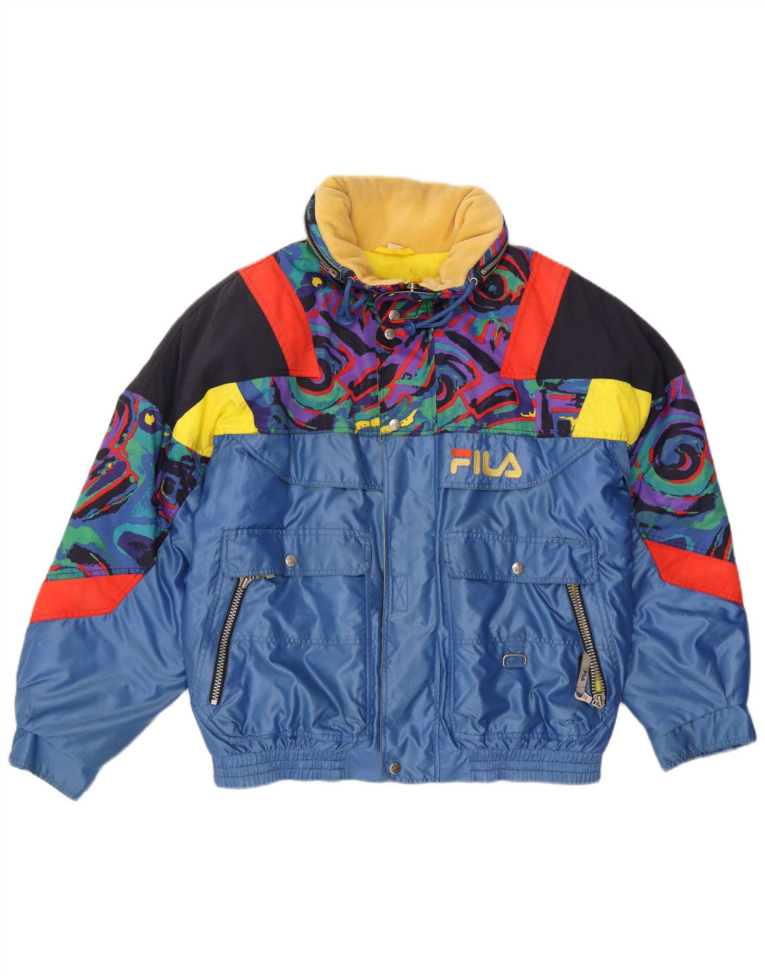 Jaqueta de esqui com capuz Fila Mens Italia IT 52 XL azul Colourblock poliamida