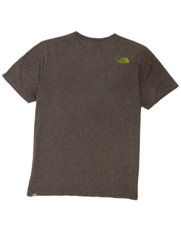 Camiseta gráfica masculina The North Face, grande algodão manchado cinza