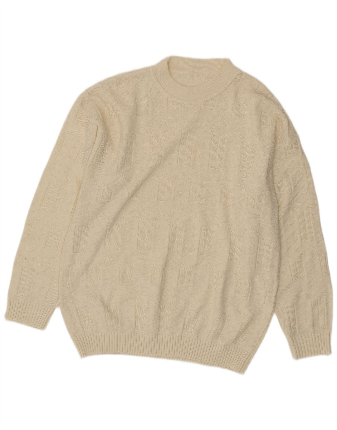 Suéter vintage masculino com gola redonda grande branco