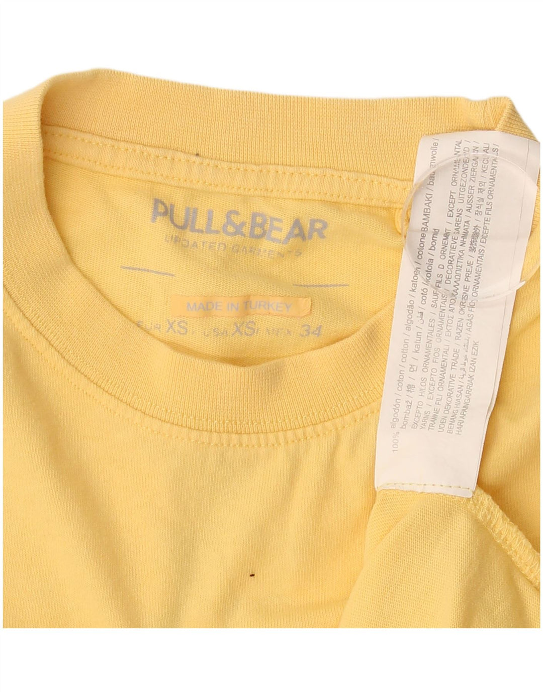 Camiseta gráfica masculina PULL & BEAR XS algodão amarelo